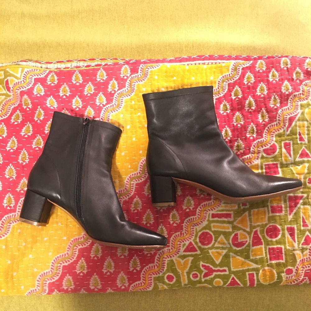 BY FAR Sofia Black Leather Sock Boots Size 40 8.5 US